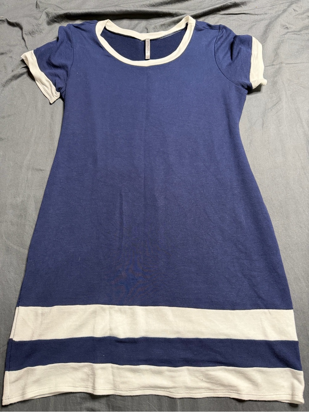 Studio Navy Short-Sleeve Dress with White Trim